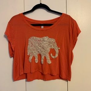 Xhilaration Coral Elephant Crop Top LG